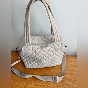 MZ Wallace Gray Medium Sutton Deluxe Travel Lightweight Quilted Bag Tote.
